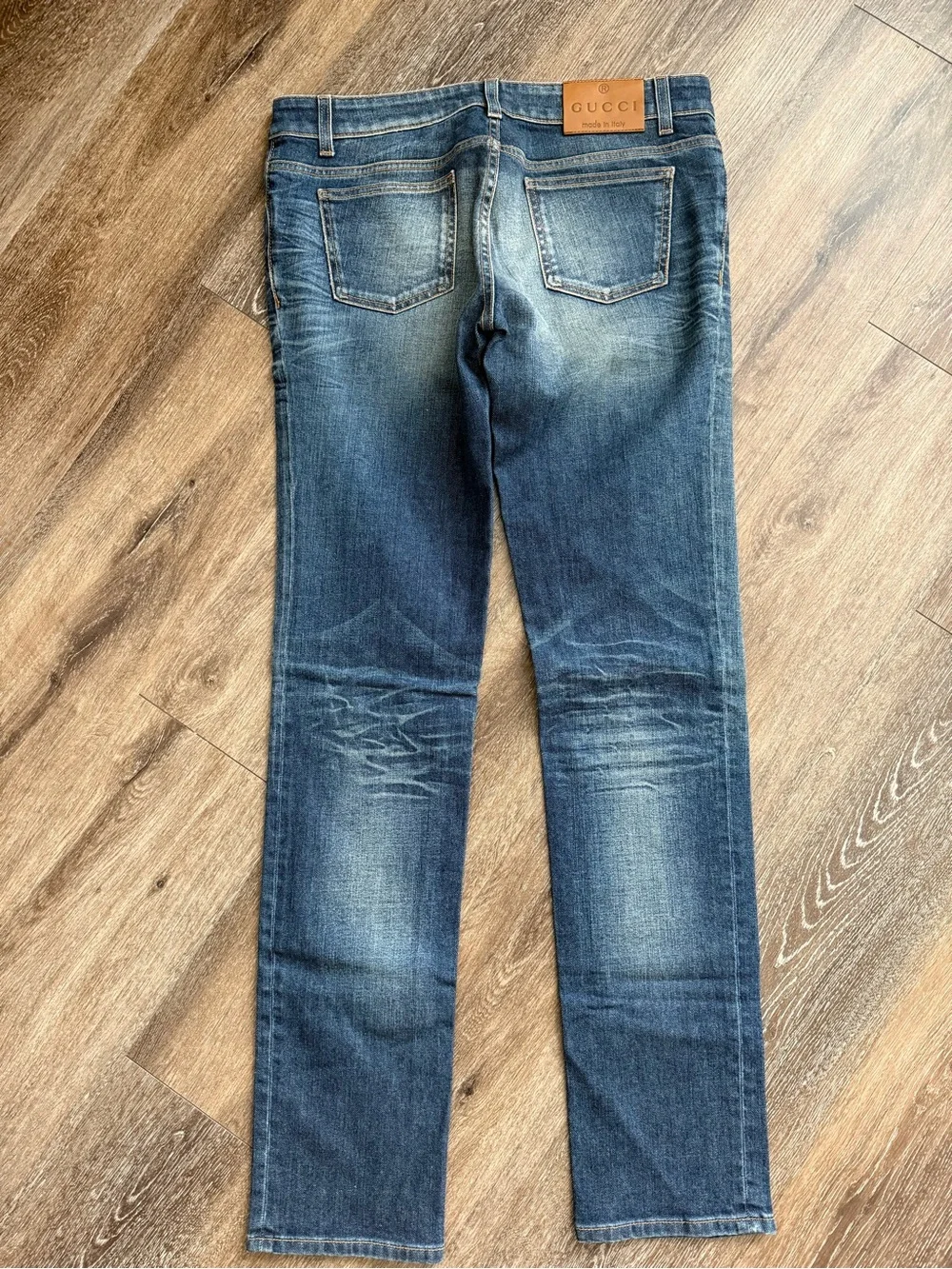 NWT Gucci Y2K Web Stripe GG Logo Straight Leg Jeans 28 US 8 Made in Italy
